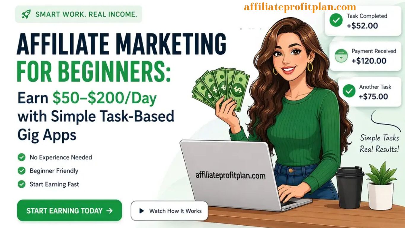 Affiliate Marketing for Beginners: Earn $50–$200/Day with Simple Task-Based Gig Apps